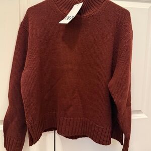 Zara Brand New Burgundy Knit Sweater/ Top / Turtleneck
